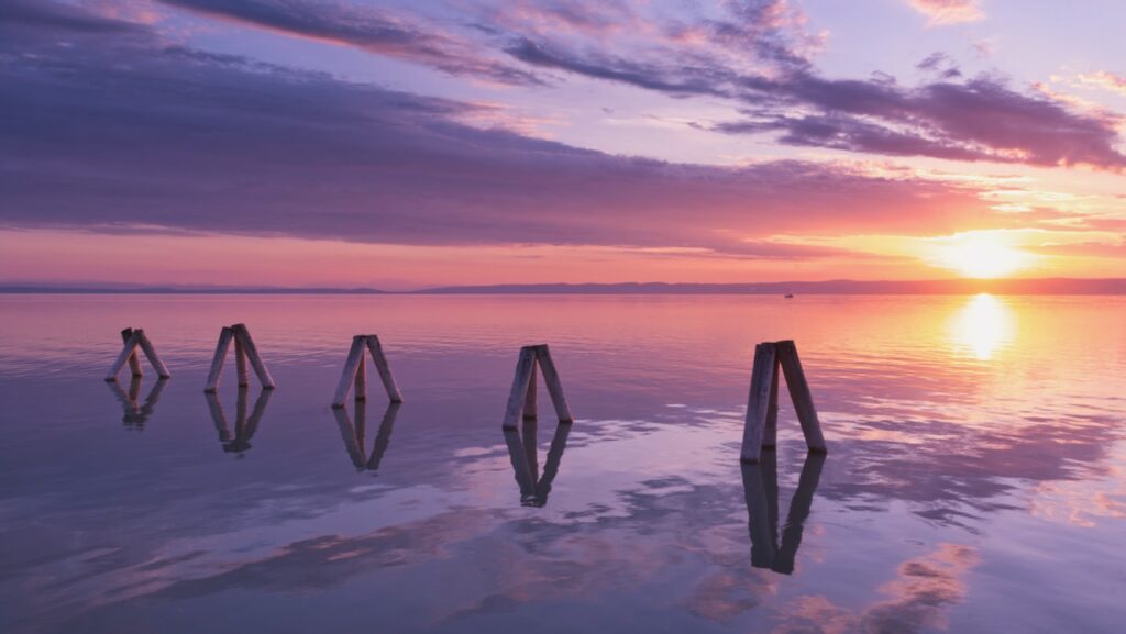 Flaute und Sonnenuntergang